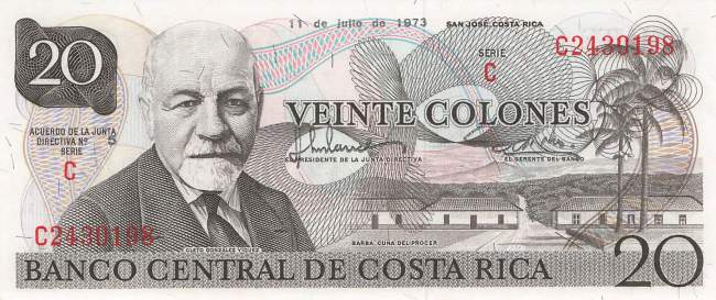 20 Colones Costa Rica 11.7.1973